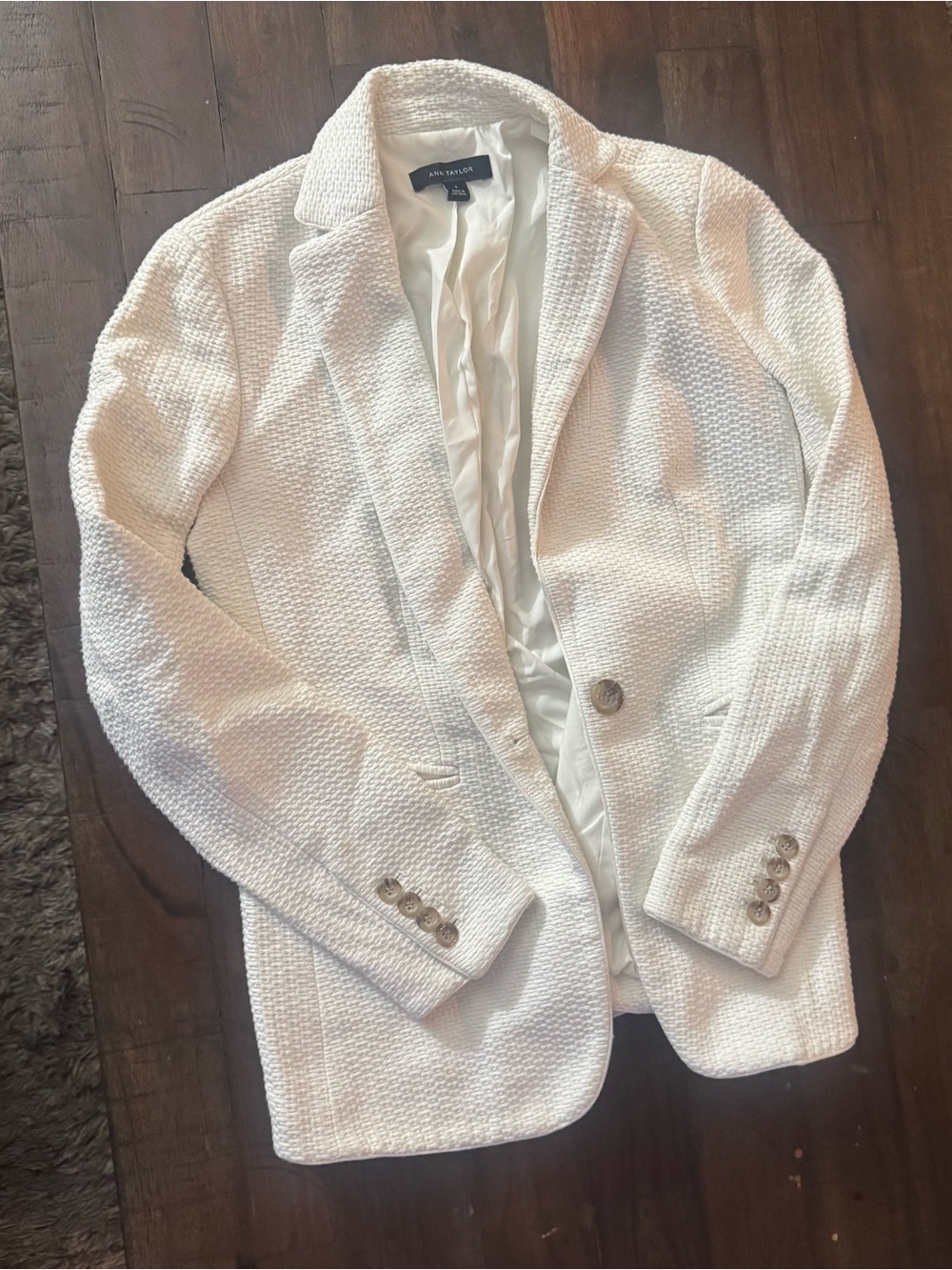 Ann Taylor Cream Textured Women's Blazer